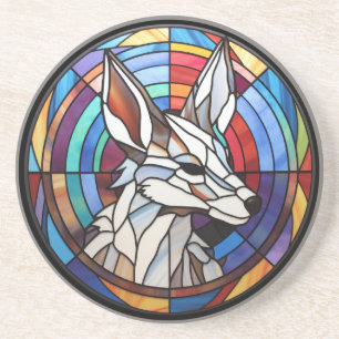 Sweet Stached Glass Coyote Getränkeuntersetzer