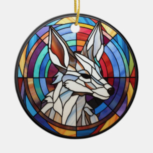 Sweet Stached Glass Coyote Keramik Ornament