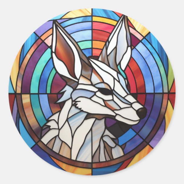 Sweet Stached Glass Coyote Runder Aufkleber (Vorderseite)