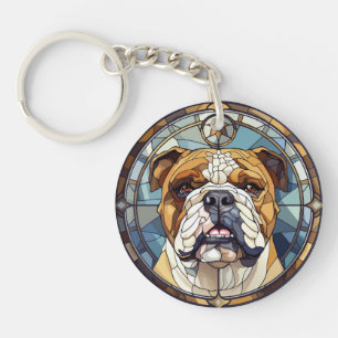 Sweet Stached Glass English Bulldog Schlüsselanhänger