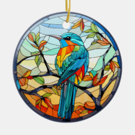 Sweet Stached Glass Kingfisher Bird Keramik Ornament