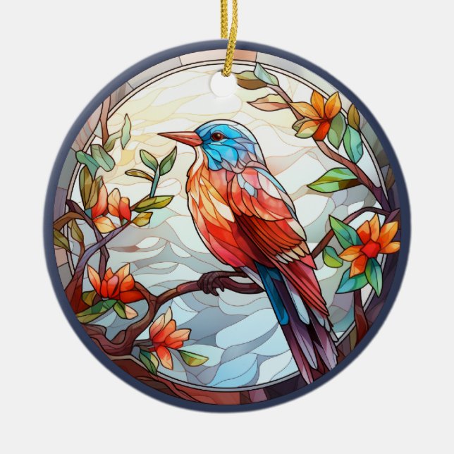 Sweet Stached Glass Kingfisher Keramik Ornament (Vorne)