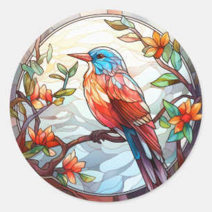 Sweet Stached Glass Kingfisher Runder Aufkleber