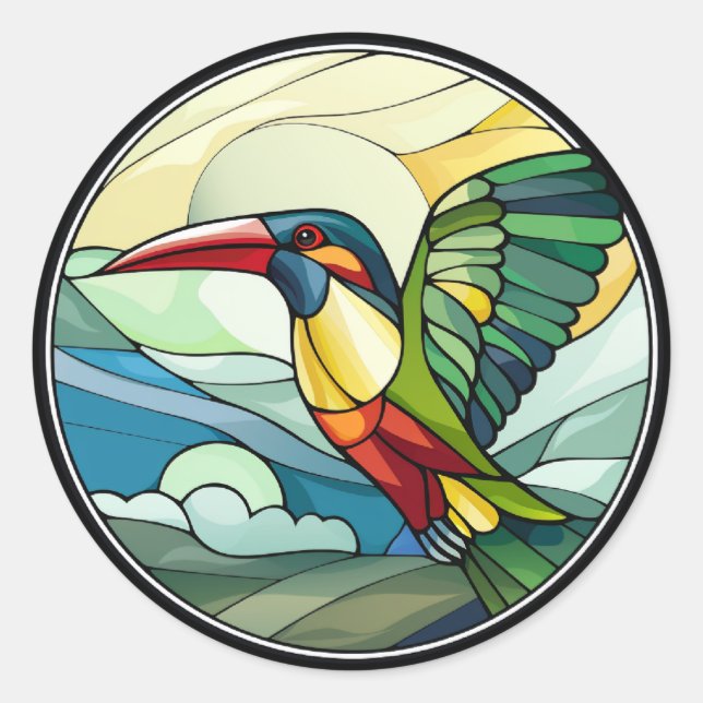 Sweet Stached Glass Toucan Bird Runder Aufkleber (Vorderseite)