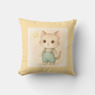 Sweet Starry Kitten in Overalls - Niedliches Kinde Kissen