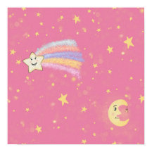 Sweet Stars and Moon on Pink