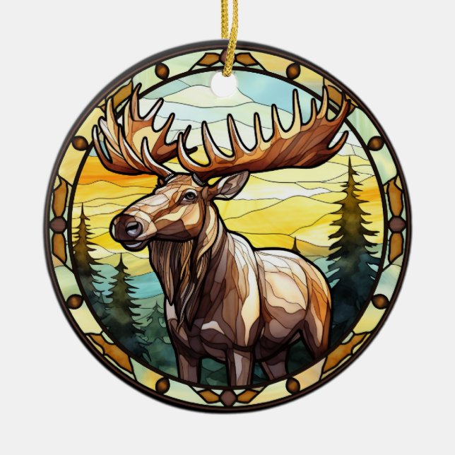 Sweet Stated Glass American Elch Elch Elch Elch Keramik Ornament (Vorne)