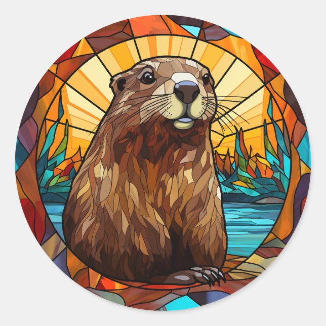 Sweet Stated Glass Beaver Runder Aufkleber (Vorderseite)