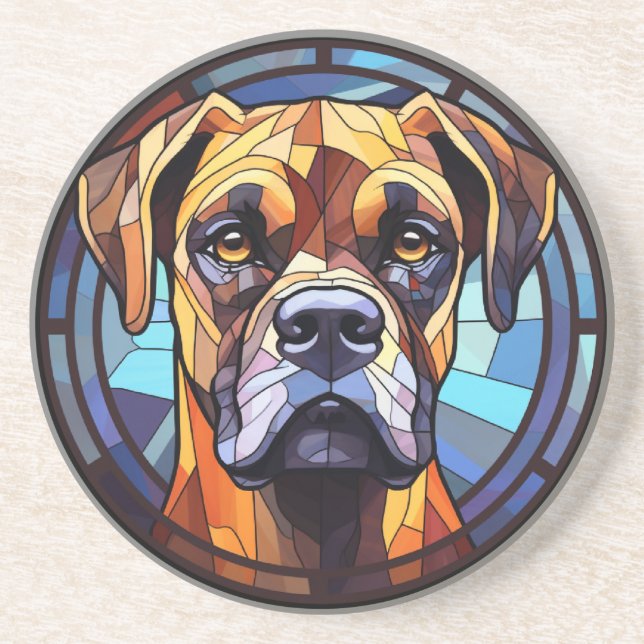 Sweet Stated Glass Boxer Dog Getränkeuntersetzer (Vorne)