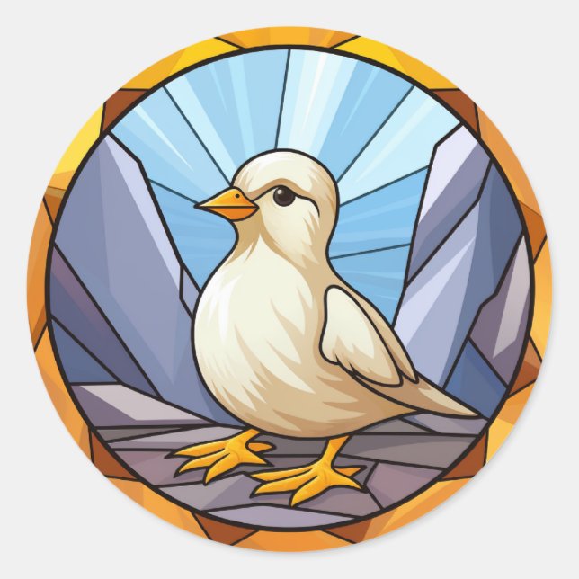 Sweet Stated Glass Dog Baby Chick Runder Aufkleber (Vorderseite)