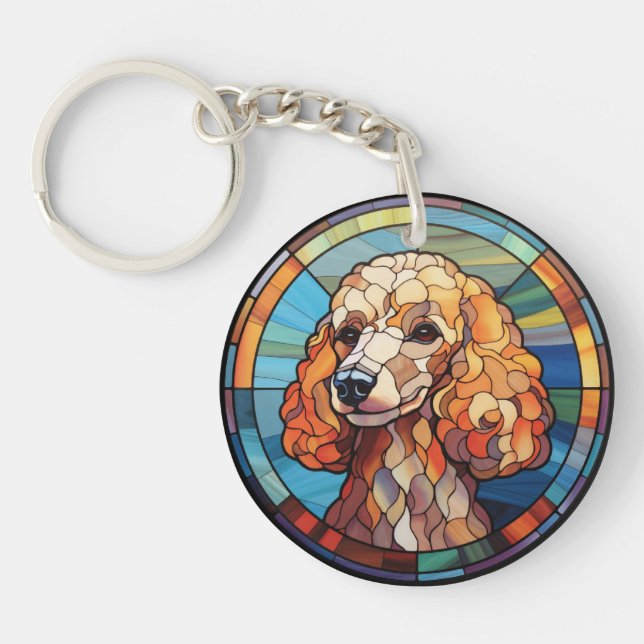 Sweet Stated Glass Dog Poodle Schlüsselanhänger (Vorderseite)