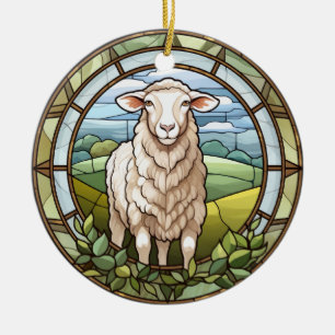 Sweet Stated Glass Farm Sheep Lamb Keramik Ornament