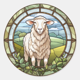 Sweet Stated Glass Farm Sheep Lamb Runder Aufkleber