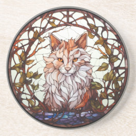 Sweet Stated Glass Forest Cat Getränkeuntersetzer