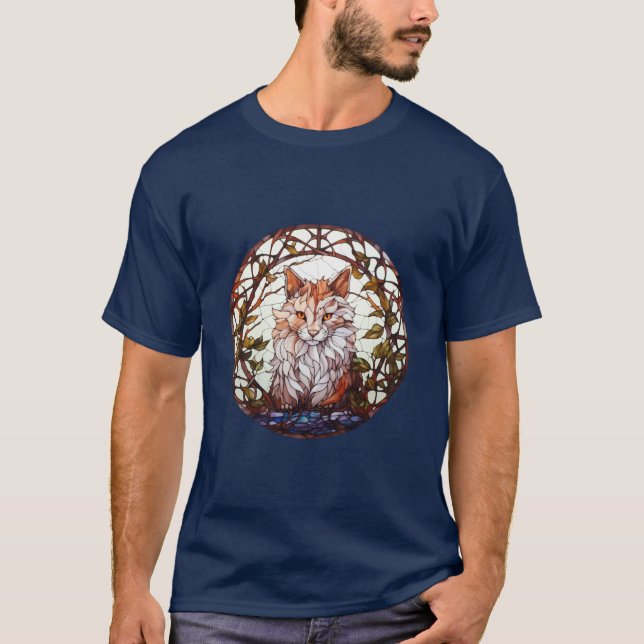 Sweet Stated Glass Forest Cat T-Shirt (Vorderseite)