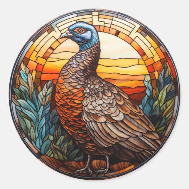 Sweet Stated Glass Pheasant Hen Runder Aufkleber (Vorderseite)