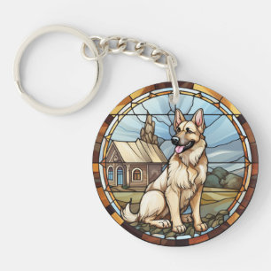 Sweet Stected Glass German Shepherd Dog Schlüsselanhänger