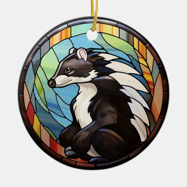 Sweet Stected Glass Skunk Keramik Ornament (Vorne)