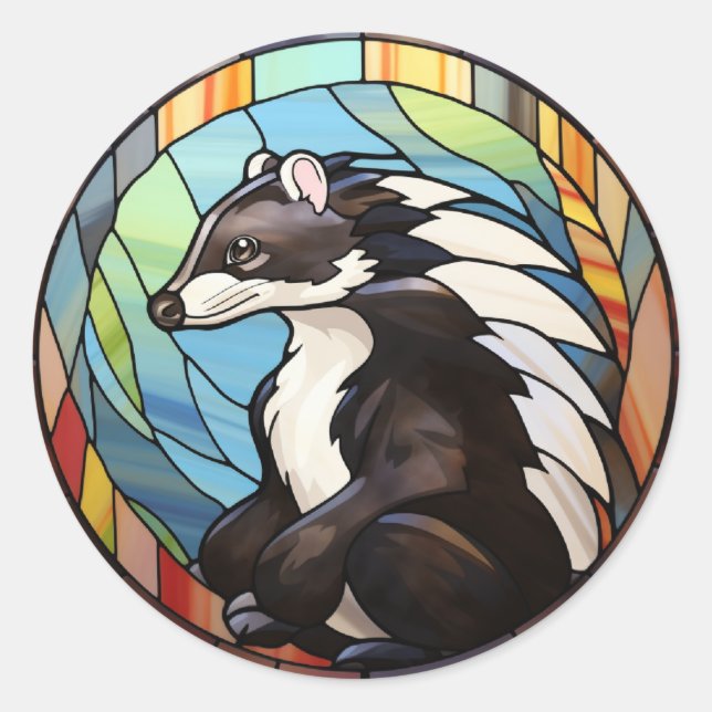 Sweet Stected Glass Skunk Runder Aufkleber (Vorderseite)