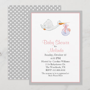 Sweet Stork mit Baby Shower Einladung