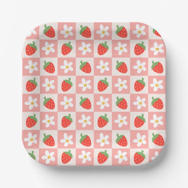 Sweet Strawberries & Blume Paper Teller (Vorderseite)