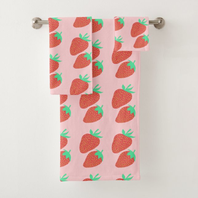 Sweet Strawberries Fruchtig Rosa Badhandtuch Set (Insitu)