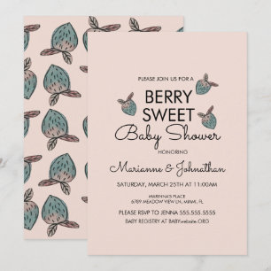 Sweet Strawberries Handgemalte Babydusche Einladung