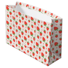 Sweet Strawberries & Hearts Große Geschenktasche Große Geschenktüte