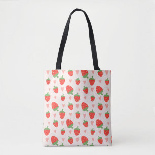 Sweet Strawberries & Hearts Tote Bag Tasche
