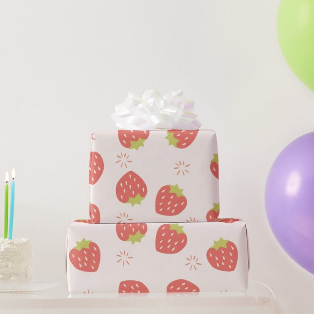 Sweet Strawberries Pattern Geschenkpapier (Partygeschenke)