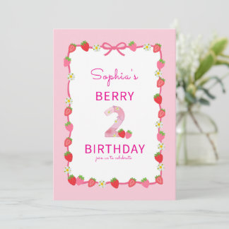 Sweet Strawberry 2. Geburtstag Einladung