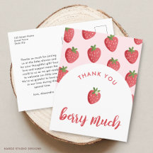 Sweet Strawberry Baby Dusche Danke Postcard