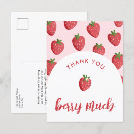 Sweet Strawberry Baby Dusche Danke Postcard Postkarte