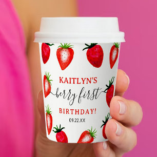 Sweet Strawberry Berry Erster Geburtstag Pappbecher