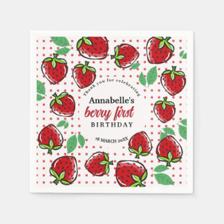 Sweet Strawberry Berry Erster Geburtstag Serviette
