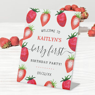 Sweet Strawberry Berry Erster Geburtstag Willkomme Sockelschild