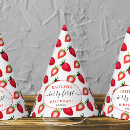 Sweet Strawberry Berry First 1st Birthday Partyhütchen