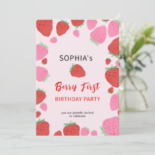 Sweet Strawberry Birthday Einladung