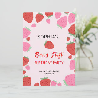 Sweet Strawberry Birthday Einladung