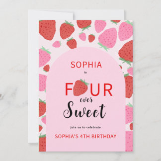 Sweet Strawberry Birthday Einladung