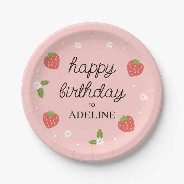 Sweet Strawberry Birthday Party Pappteller (Vorderseite)