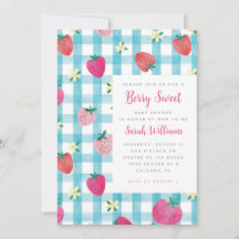 Sweet Strawberry En vichy Baby shower Invitation