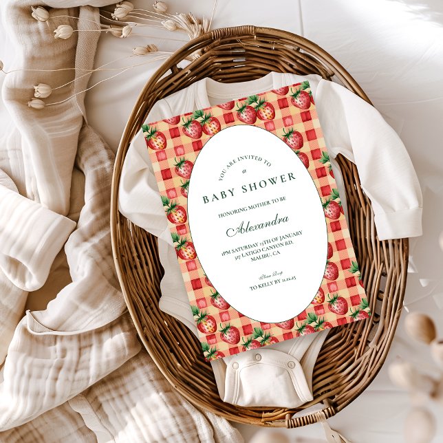 Sweet Strawberry Picnic Baby Shower Einladung (Von Creator hochgeladen)