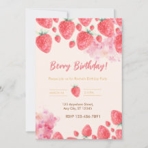 Sweet Strawberry Soiree : Invitation de fête d'ann