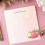 Sweet Strawberry Summer Frucht Personalisierter Na Notizblock<br><div class="desc">Genießen Sie die Süße des Sommers mit diesem köstlichen, personalisierten Notizblock! Eine lebendige Abbildung reifer Erdbeeren mit subtilen Blattdetails schmückt die untere rechte Ecke. Ein sanfter, rosa Hintergrund verleiht dem fröhlichen, sommerlichen Ambiente eine fröhliche Note. Passen Sie dieses Notizblock mit Ihrem eigenen Text für eine wirklich einzigartige Touch an. Ideal...</div>