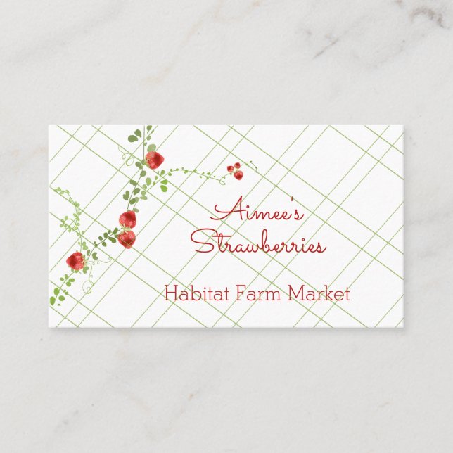 Sweet Strawberry Vine on Trellis Business Card Visitenkarte (Vorderseite)