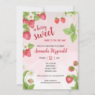 Sweet Strawberry Watercolor Babydusche Einladung