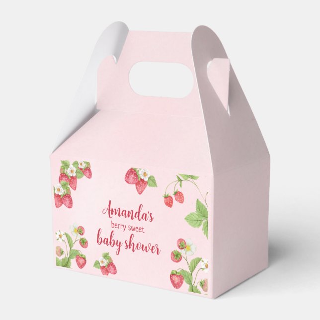 Sweet Strawberry Watercolor Babydusche Geschenkschachtel (Vorderseite)