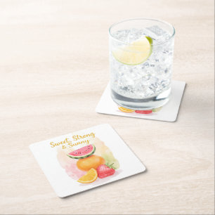 Sweet, Strong & Sunny - Aquarellfrucht Rechteckiger Pappuntersetzer