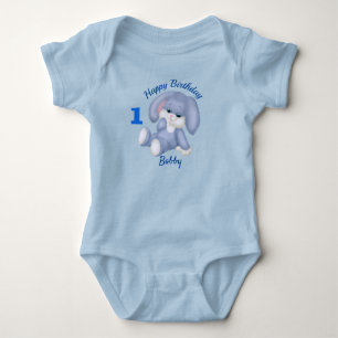 Sweet Stuffet Bunny Boys 1. Geburtstagsnamenalter Baby Strampler